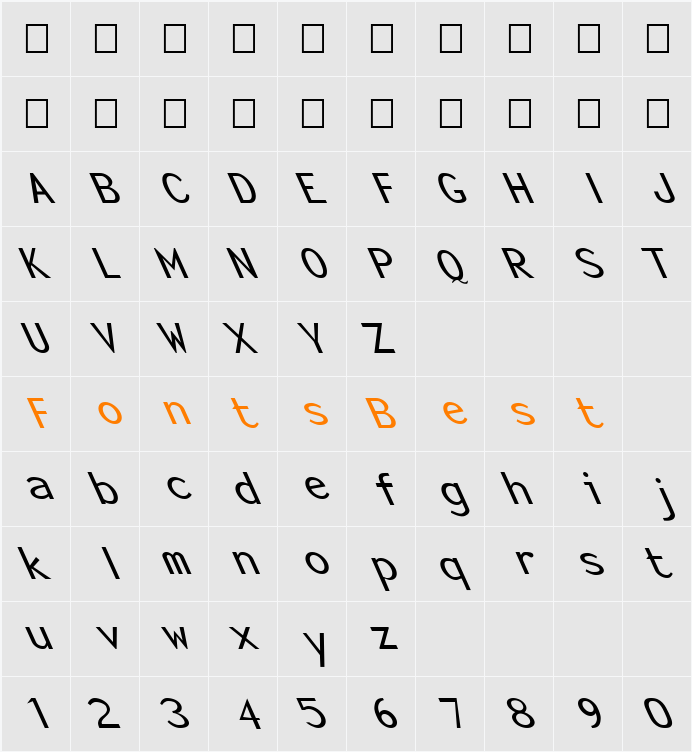 FZ BASIC 23 LEFTY Character Map