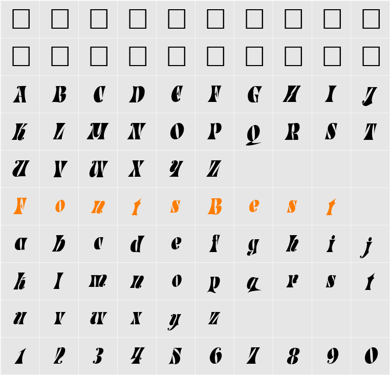 ParadeTight Character Map