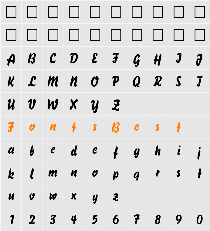 Handybrush Character Map
