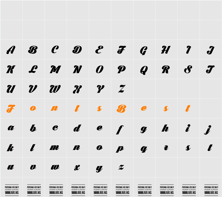 Black Larch PERSONAL USE ONLY Character Map