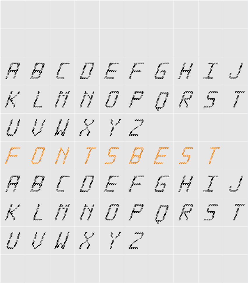 Triangled tfb cursive Character Map