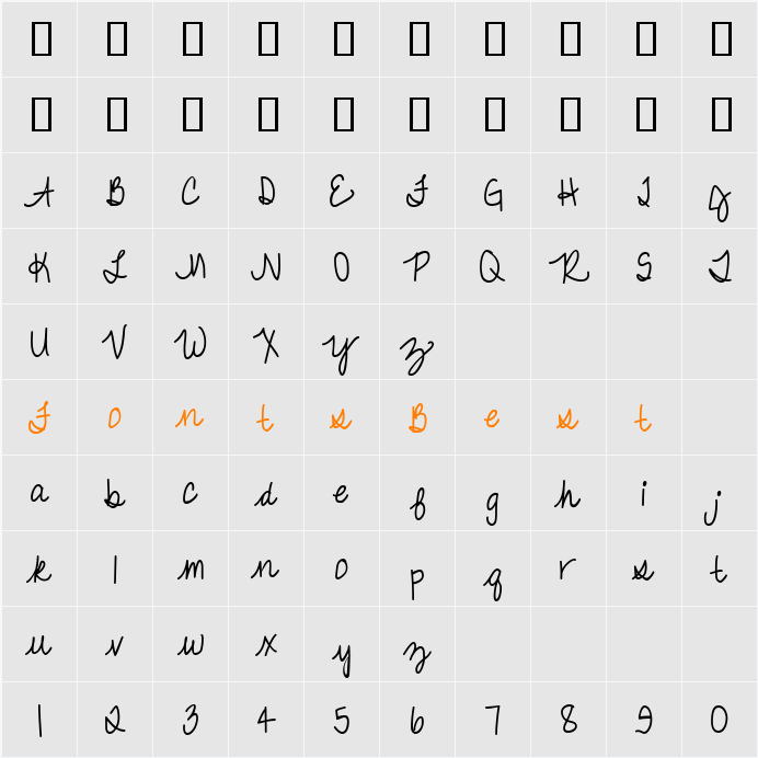 LD Fine Script 4 Character Map