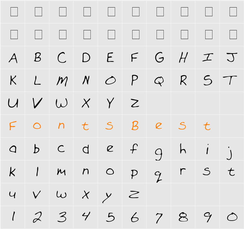 ForrestsHand Character Map