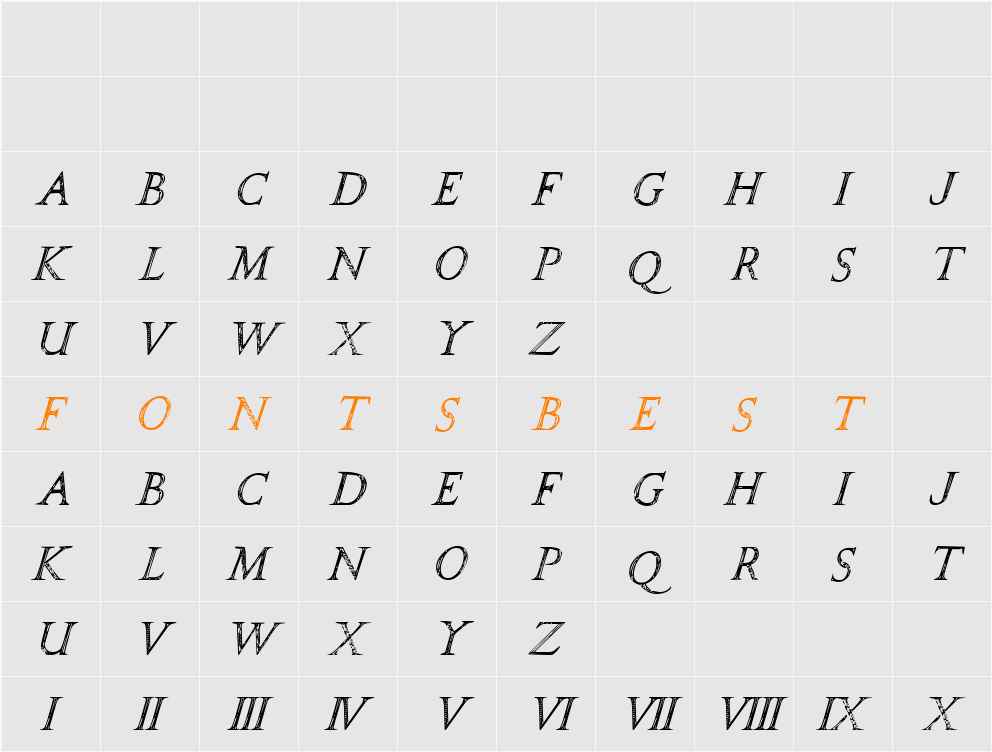 SPQR Italic Character Map