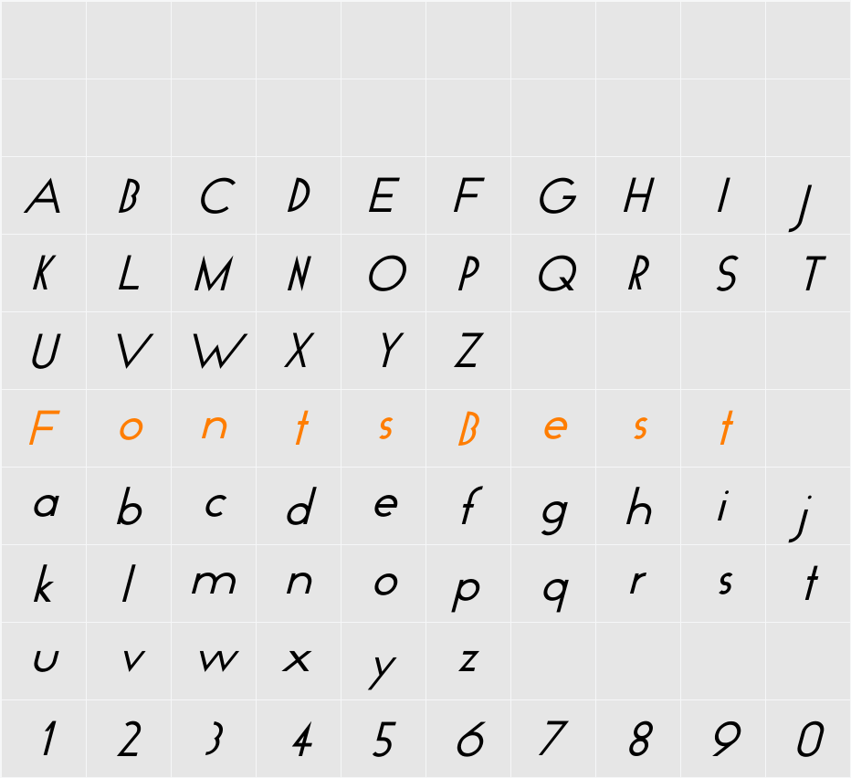GeoPlain Italic Character Map