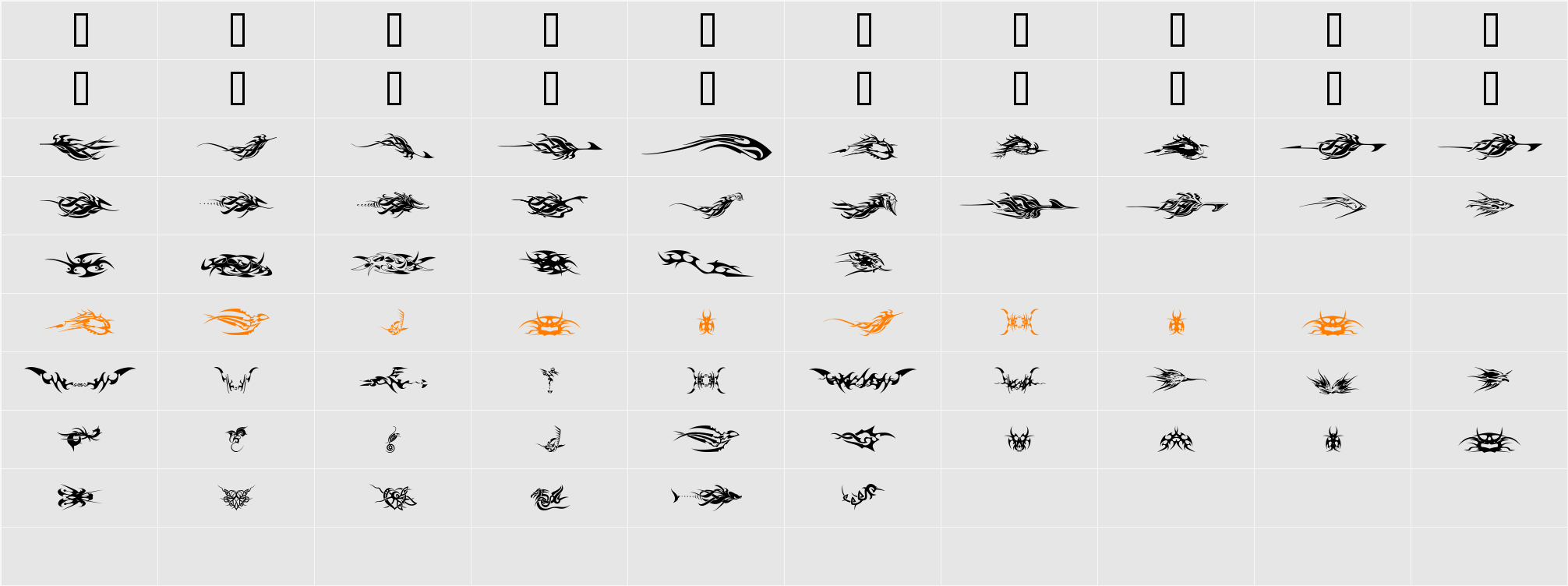 tribalz by marioz Character Map