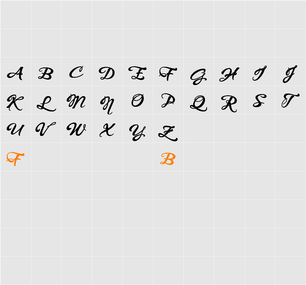 WHISPERS CALLIGRAPHY_DEMO_sinuous_BOLD Character Map