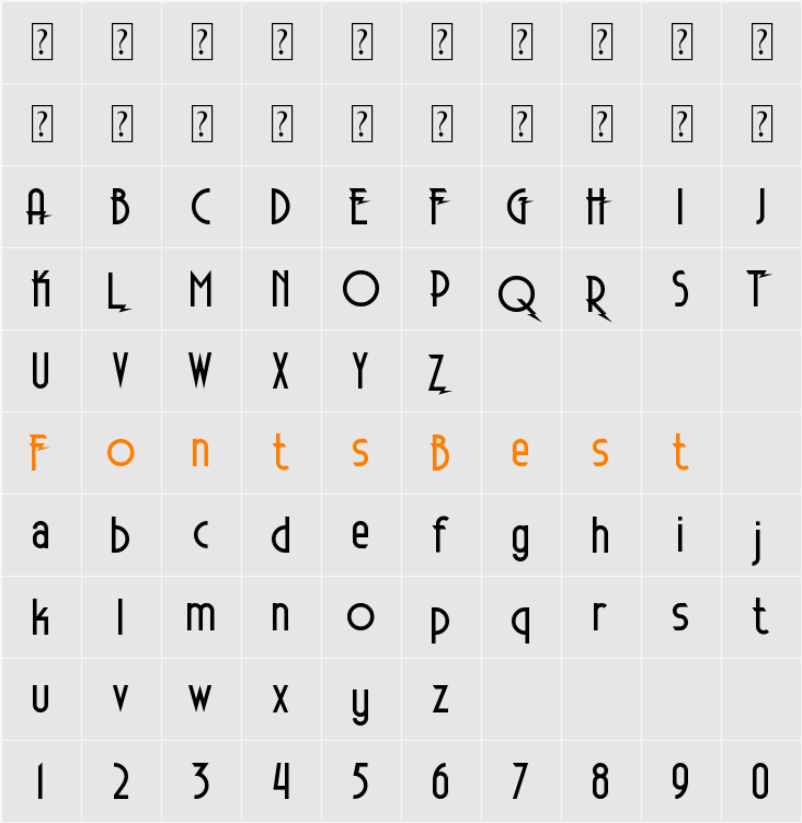 Electrorocket Character Map