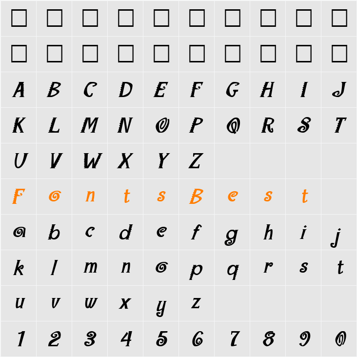Maraca Extrabold Character Map