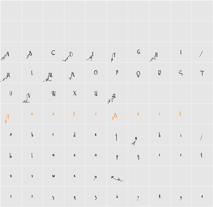 Spijker 08 Character Map