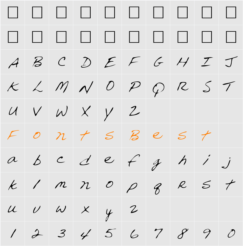 ReedsHand Character Map