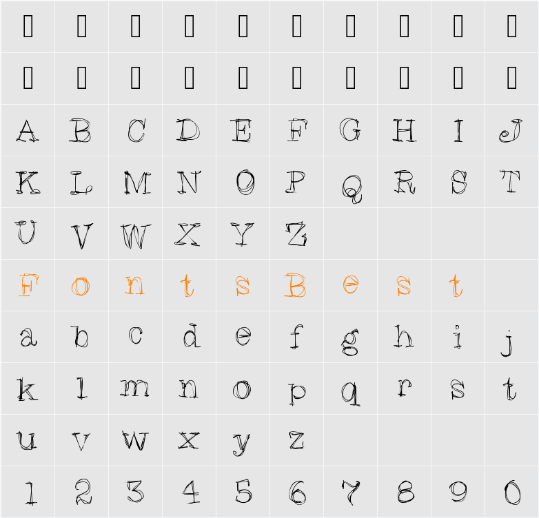 SkratchySkrape Character Map