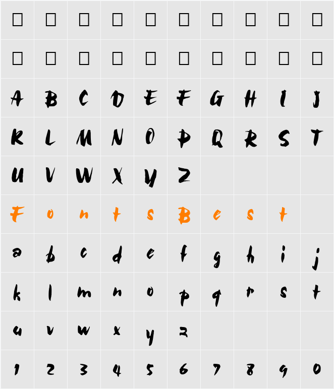 Bolid Character Map