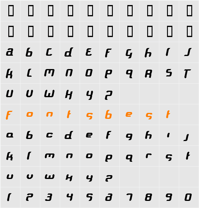 ft90 Character Map