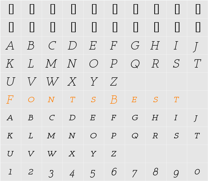 Register Serif BTN SC Character Map