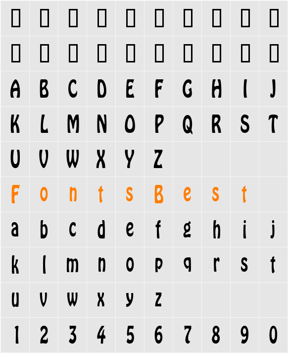 GuthrieCondensed Character Map
