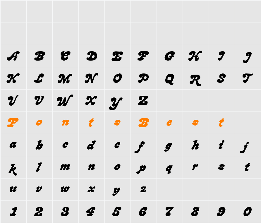 BronsteinBold Character Map