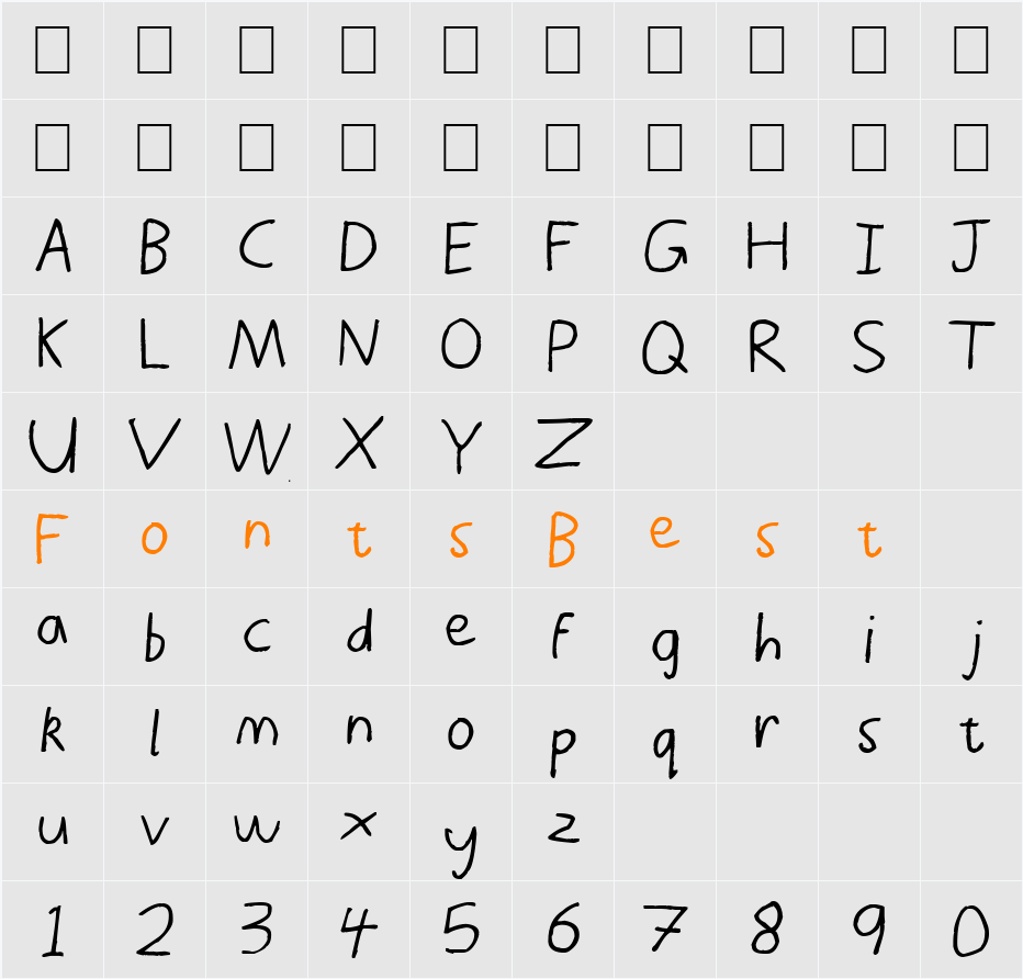 Thors Thunderfont Character Map