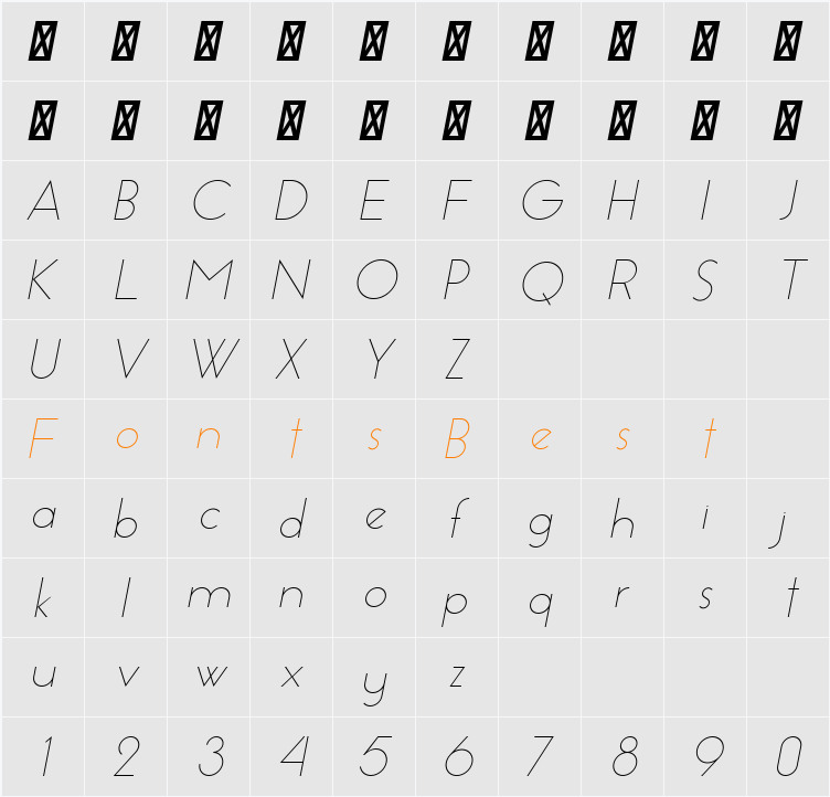 Essence Sans Character Map