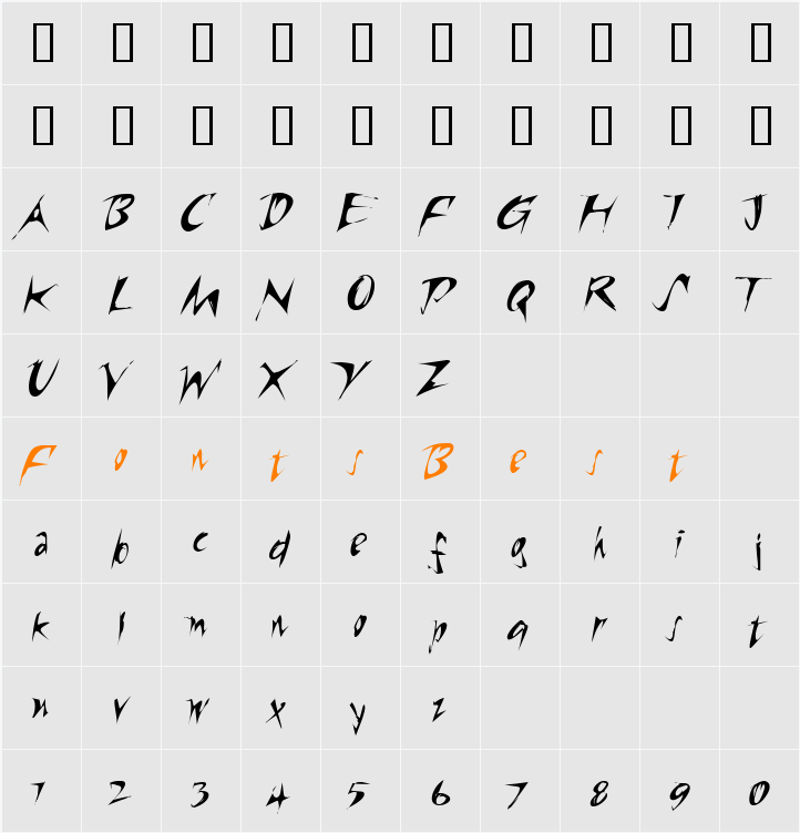 RiptideITC TT Character Map