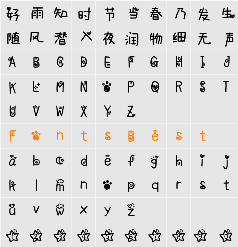 Heiti SC Character Map