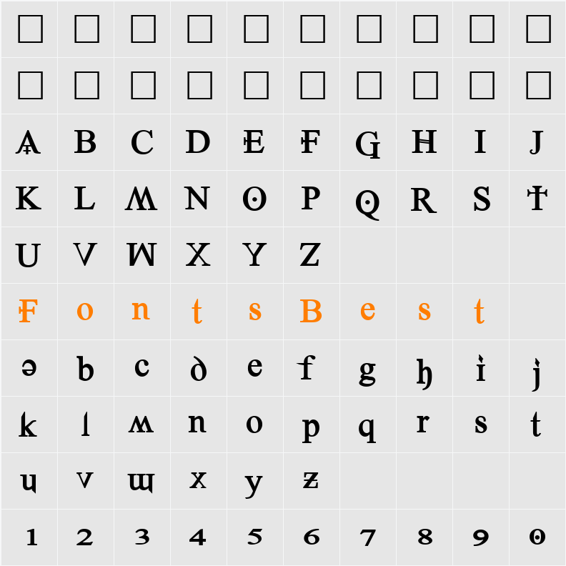 Denial2RegularBold Character Map