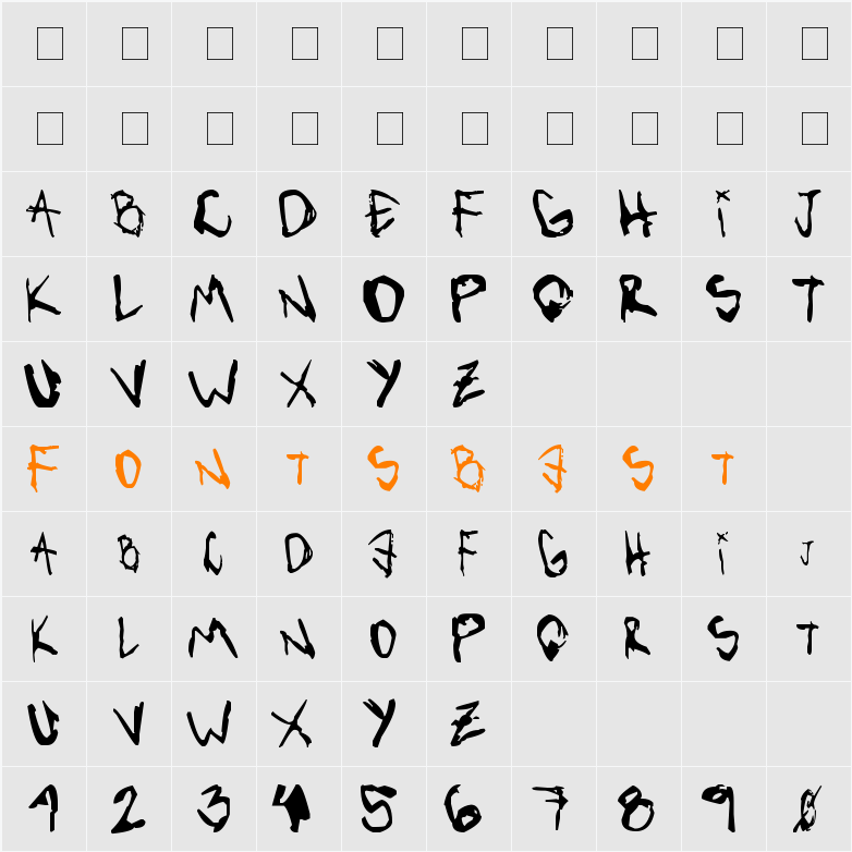 VibratteLetters! Character Map