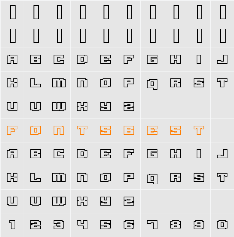 Gargantua BTN Outline Character Map