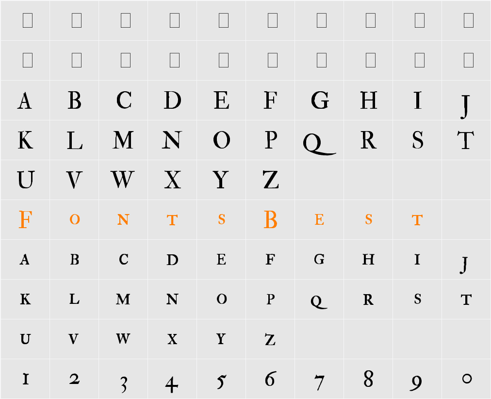 IM FELL Double Pica SC Character Map