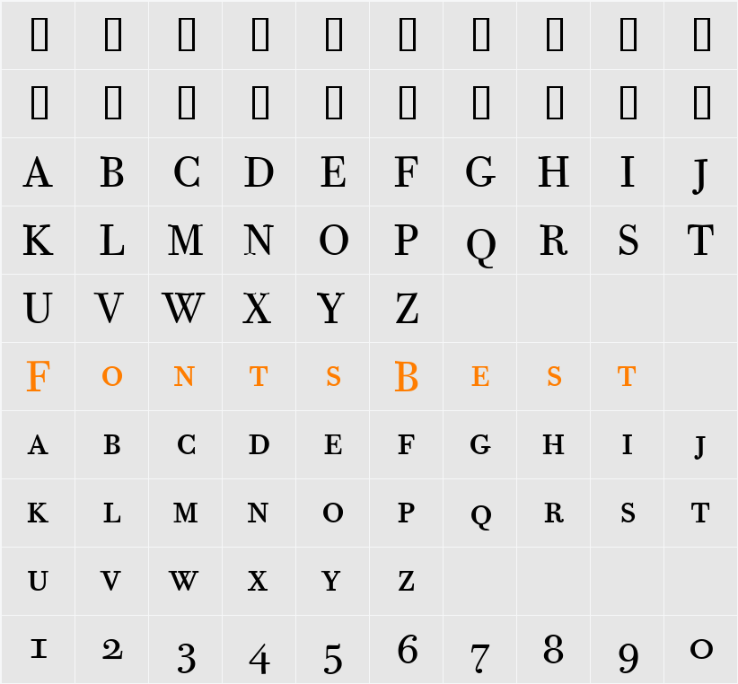 Bodoni Twelve SC ITC TT Character Map