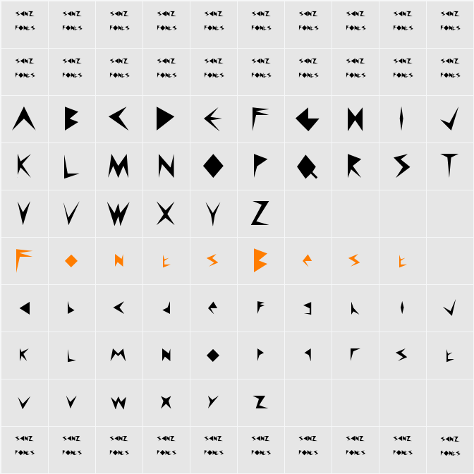 Tajam Character Map