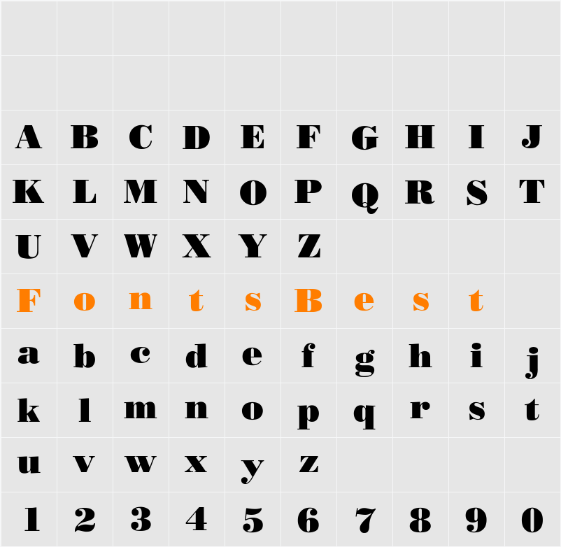 Bodoni-Poster Character Map