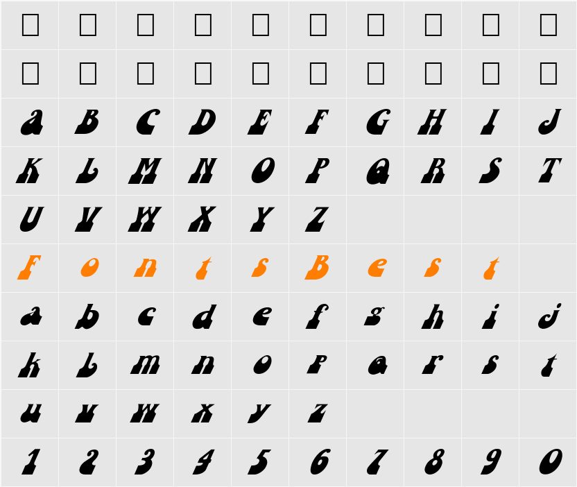 FZ JAZZY 16 ITALIC Character Map