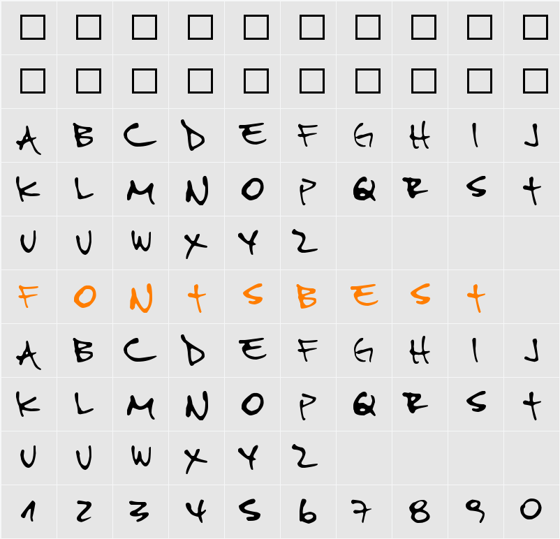 PipeFont2 Character Map