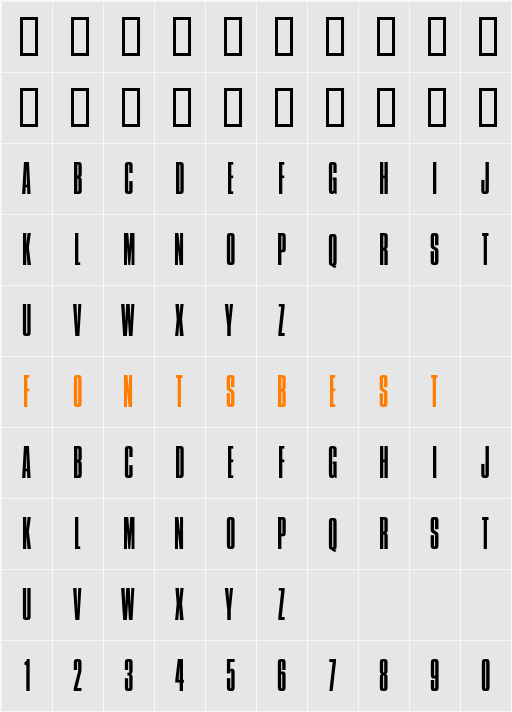 Compressed-Narrow-Light Character Map