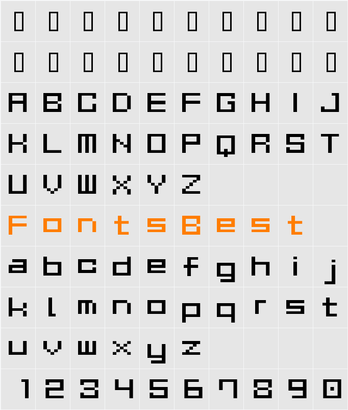 GAU_font_cube_R Character Map