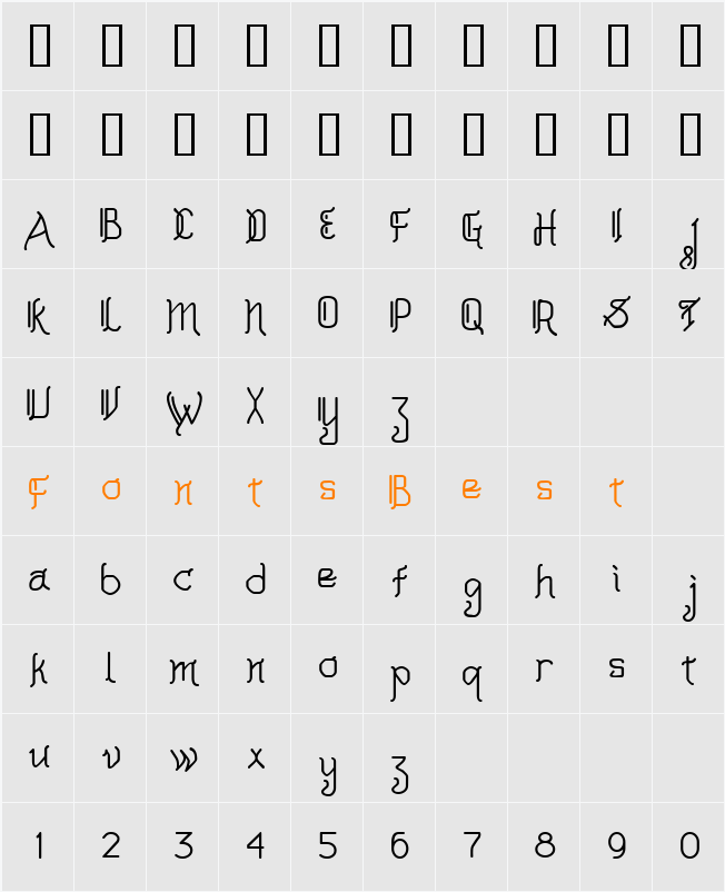 JI-Sloshy Character Map