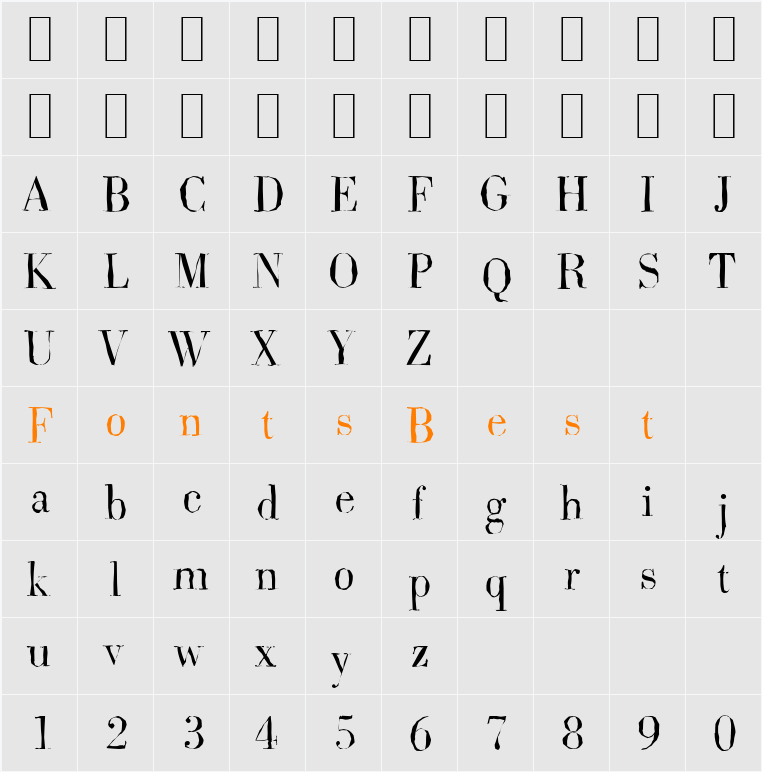 BodoniAntique-Light Character Map