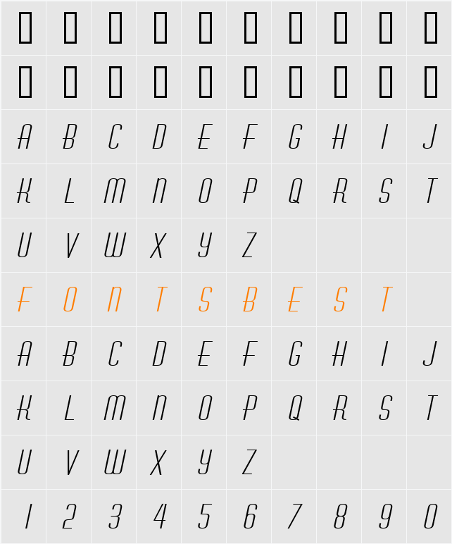 Hustle Extended Character Map
