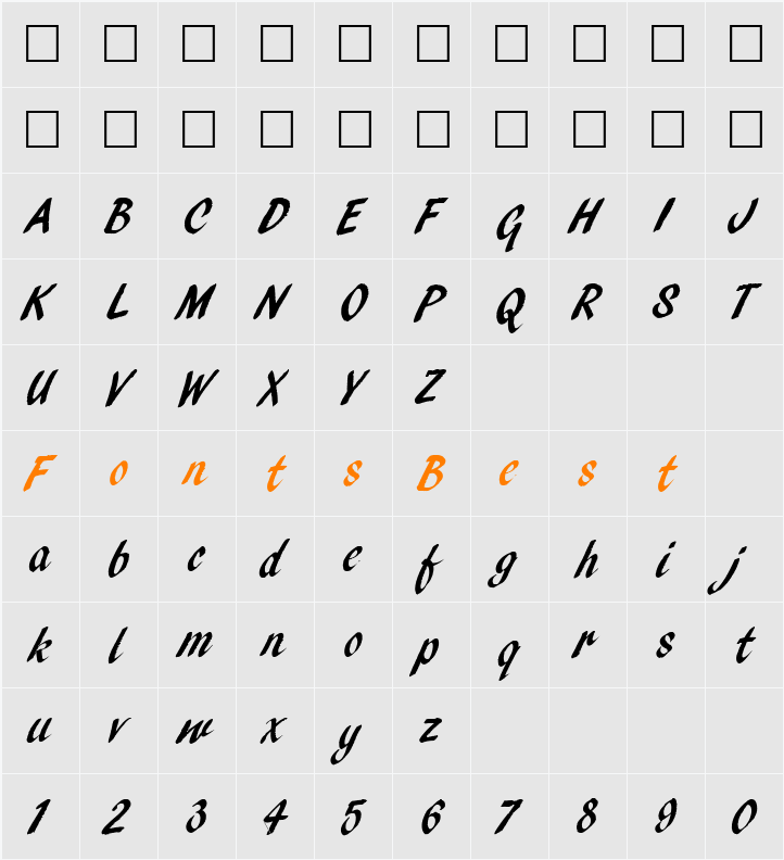 PencilScript Character Map