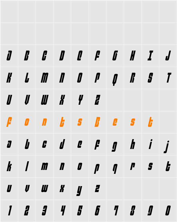 Philadelphia Condensed Semi-Italic Character Map