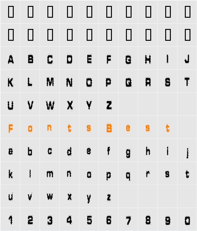 Hammered Type Character Map