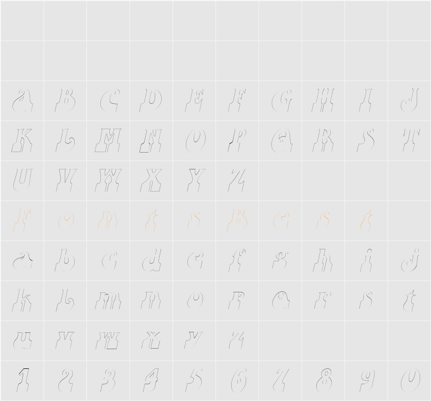 SandCastlesOutline Character Map