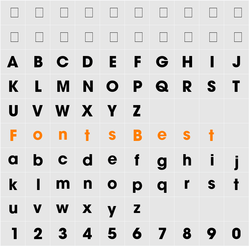 Trendex Black SSi Character Map