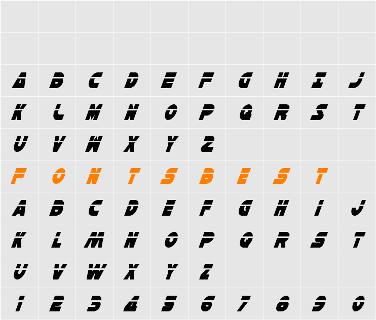 Han Solo Cond Laser Italic Character Map