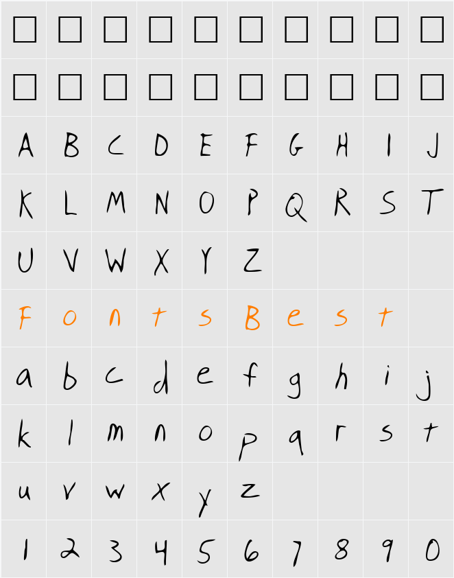 OlliesHand Character Map