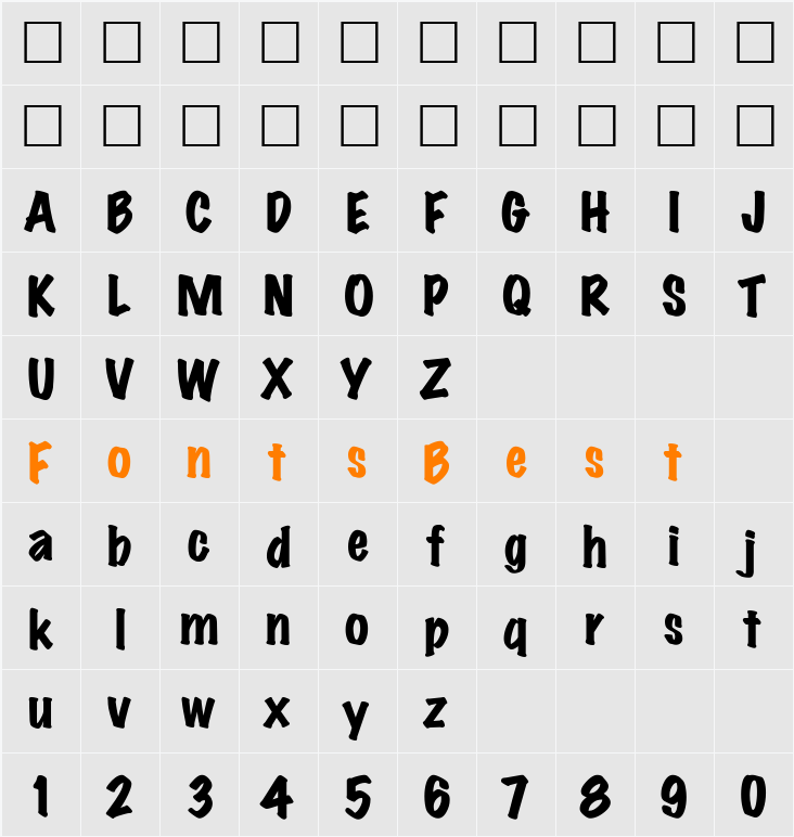 MarkerFeltWide Character Map