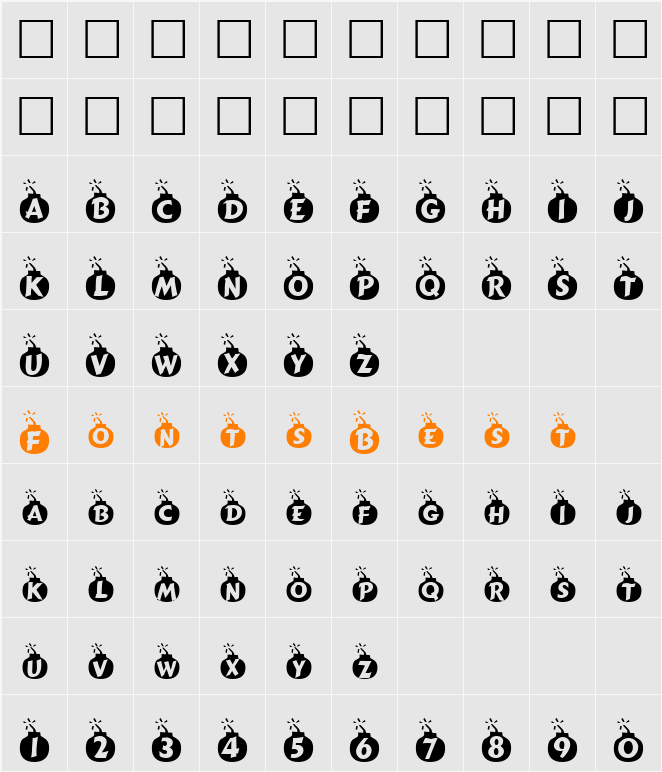 Explosif Character Map