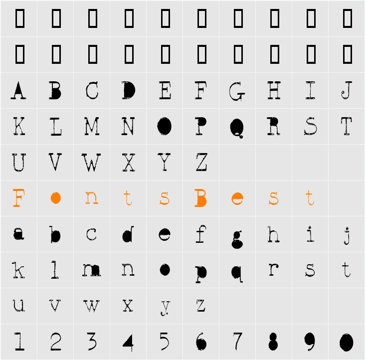 Scrubblack Character Map