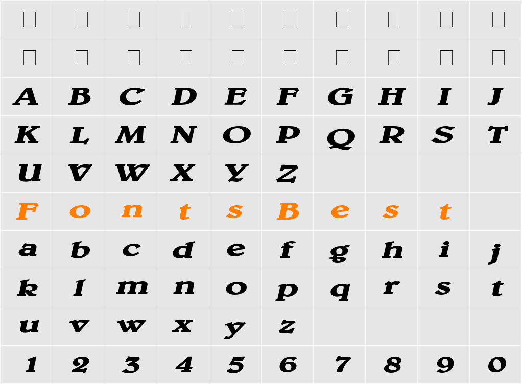 Blew Extended Character Map